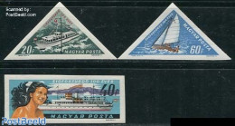 Hungary 1963 100 Years Siofok 3v Imperforated, Mint NH, Sport - Transport - Various - Sailing - Ships And Boats - Tour.. - Neufs