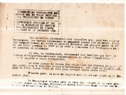 Communiqué Officiel N: 101 Interruption Temporaire Des Colis Auxs  Prisonniers De Guerre ... En Date Du 12 Novembre 1942 - Decretos & Leyes