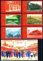 China People’s Republic 1971 50 Years Communist Party 9v (with Unfolded Strip Of 3), Mint NH, Art - Architecture - Nuevos