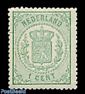 Netherlands 1870 1c Green, Perf. 13.25, Small Holes, Stamp Out Of S, Mint NH - Unused Stamps