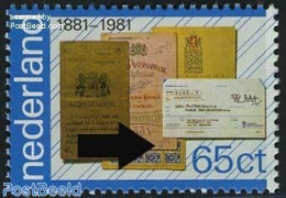 Netherlands 1981 Plate Flaw, 65c, Blue Spot On Pink Book, Mint NH, Various - Banking And Insurance - Errors, Misprints.. - Unused Stamps