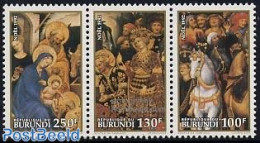 Burundi 1992 Christmas 3v [::], Mint NH, Religion - Christmas - Religion - Art - Paintings - Natale