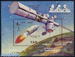 Yemen, Arab Republic 1969 Apollo 9 S/s Imperforated, Mint NH, Transport - Space Exploration - Sonstige & Ohne Zuordnung
