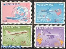 Korea, South 1973 Airmail Definitives 4v, Mint NH, Transport - Various - Aircraft & Aviation - Maps - Vliegtuigen