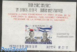 Korea, South 1970 Salvadorian President Visit S/s, Mint NH, History - Flags - Politicians - Korea, South