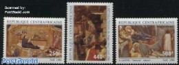 Central Africa 1986 Christmas 3v, Mint NH, Religion - Christmas - Art - Paintings - Noël