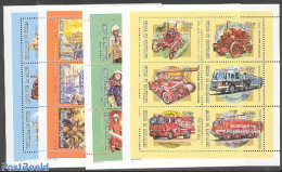 Guinea, Republic 2001 Fire Fighters History 24v (4 M/s), Mint NH, Transport - Automobiles - Fire Fighters & Prevention.. - Cars