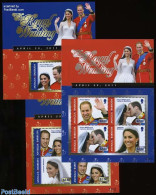Antigua & Barbuda 2011 Royal Wedding, William & Kate 3 S/s, Mint NH, History - Kings & Queens (Royalty) - Königshäuser, Adel