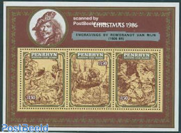 Penrhyn 1986 Christmas S/s, Mint NH, Religion - Christmas - Art - Paintings - Rembrandt - Noël