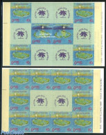 Cocos Islands 1990 Christmas, Maps 2 Booklets, Mint NH, Religion - Various - Christmas - Stamp Booklets - Maps - Christmas