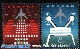 China People’s Republic 1980 New Airport 2v, Mint NH, Transport - Aircraft & Aviation - Neufs