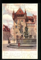 Künstler-AK Nürnberg, Nassauerhaus Und Brunnen  - Nürnberg