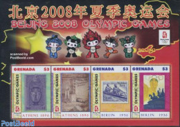 Grenada 2007 Olympic Games History 4v M/s, Mint NH, Sport - Kayaks & Rowing - Olympic Games - Stamps On Stamps - Rowing