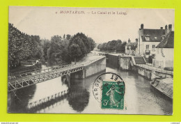 45 MONTARGIS N°4 Le Canal Et Le Loing En 1910 écluse Et Passerelle Péniche Bâchée - Montargis