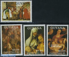 Guyana 1989 Christmas, Paintings 4v, Mint NH, Religion - Christmas - Art - Dürer, Albrecht - Paintings - Rubens - Navidad