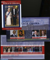 Gambia 2011 Barack Obama Visits  The U.K. 3 S/s, Mint NH, History - American Presidents - Kings & Queens (Royalty) - P.. - Familias Reales