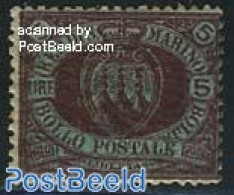 San Marino 1894 5L Purple On Bluegreen, Unused Hinged, Unused (hinged) - Unused Stamps