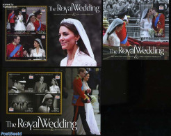 Guyana 2011 Royal Wedding William & Kate 3 S/s, Mint NH, History - Kings & Queens (Royalty) - Familias Reales
