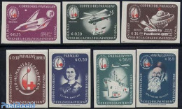 Paraguay 1964 Red Cross 7v Imperforated, Mint NH, Health - Transport - Red Cross - Helicopters - Ships And Boats - Spa.. - Croix-Rouge