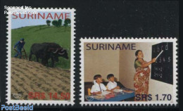 Suriname, Republic 2005 U.P.A.E.P 2v, Mint NH, Nature - Science - Various - Cattle - Education - U.P.A.E. - Agriculture - Agricoltura