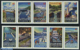 Canada 1998 Waterways 10v, Mint NH, Transport - Ships And Boats - Art - Bridges And Tunnels - Unused Stamps