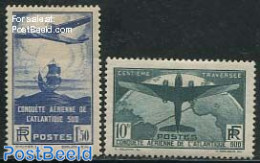 France 1936 Postal Flights 2v, Mint NH, Transport - Various - Post - Aircraft & Aviation - Ships And Boats - Maps - Unused Stamps
