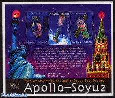 Ghana 2000 Sojuz-Apollo 3v M/s, Mint NH, Transport - Space Exploration - Sonstige & Ohne Zuordnung