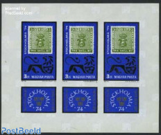 Hungary 1974 STOCKHOLMIA 74 M/s Imperforated, Mint NH, Philately - Stamps On Stamps - Neufs