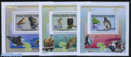 Congo Dem. Republic, (zaire) 2011 Birds And Their Preys 3 S/s, Mint NH, Nature - Animals (others & Mixed) - Birds - Bi.. - Sonstige & Ohne Zuordnung