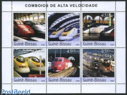 Guinea Bissau 2003 High Speed Trains 6v M/s, Mint NH, Transport - Railways - Trains