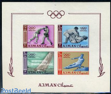 Ajman 1965 Olympic Games Tokyo S/s Imperforated, Mint NH, Sport - Transport - Boxing - Judo - Olympic Games - Ships An.. - Boxe