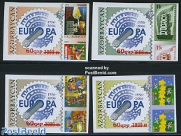 Azerbaijan 2007 50 Years Europa Stamps, Overprints 4v Imperforated, Mint NH, History - Europa Hang-on Issues - Stamps .. - European Ideas