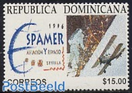 Dominican Republic 1996 Espamer 1v, Mint NH, Transport - Philately - Aircraft & Aviation - Space Exploration - Vliegtuigen