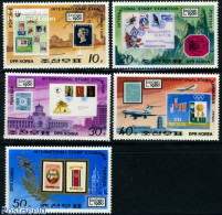 Korea, North 1980 Stamp Expo London 1980 5v, Mint NH, Stamps On Stamps - Stamps On Stamps