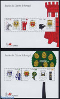 Portugal 1997 District Arms 2 S/s, Mint NH, History - Nature - Transport - Coat Of Arms - Knights - Birds - Horses - S.. - Neufs