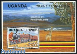 Uganda 1991 Railways, Atlantic S/s, Mint NH, Nature - Transport - Giraffe - Railways - Trains