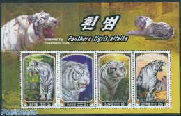 Korea, North 2005 White Tiger 4v M/s, Mint NH, Nature - Animals (others & Mixed) - Cat Family - Korea, North