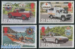 Saint Helena 1995 Public Services 4v, Mint NH, Health - Transport - Various - Health - Red Cross - Automobiles - Fire .. - Cruz Roja
