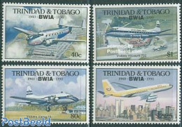 Trinidad & Tobago 1990 BWIA 4v, Mint NH, Transport - Aircraft & Aviation - Vliegtuigen