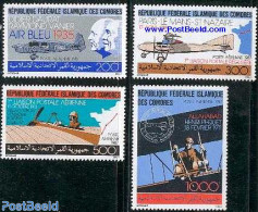 Comoros 1987 Airmail, Aeroplanes 4v, Mint NH, Transport - Various - Post - Aircraft & Aviation - Maps - Post