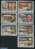 Hungary 1977 Airship History 7v Imperforated, Mint NH, Transport - Balloons - Zeppelins - Nuevos