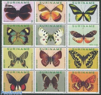 Suriname, Republic 2012 Butterflies 12v, Sheetlet, Mint NH, Nature - Butterflies - Suriname