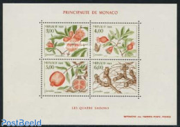 Monaco 1989 Four Seasons S/s, Mint NH, Nature - Flowers & Plants - Fruit - Ungebraucht