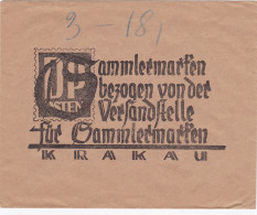 GG: Gedenkkarten Umschlag Der Versandstelle F. Sammlermarken Krakau, Braun Groß - Occupazione 1938 – 45