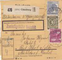 Paketkarte 1948: Günzburg Nach Hart, Mühldorfer Land - Briefe U. Dokumente
