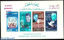 Qatar 1966 20 Years UNO S/s Red Overprints, Mint NH, History - American Presidents - United Nations - Qatar