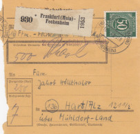 Paketkarte 1948: Frankfurt Nach Hart über Mühldorf-Land - Storia Postale