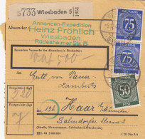 Paketkarte 1947: Wiesbaden Nach Haar, Wertpaketkarte - Brieven En Documenten