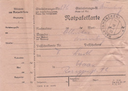 Paketkarte 1948: Notpaketkarte Runneburg Nach Haar - Cartas & Documentos