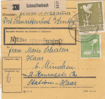 Paketkarte 1948: Schnaittenbach Nach Haar B. München, Station Haar - Briefe U. Dokumente